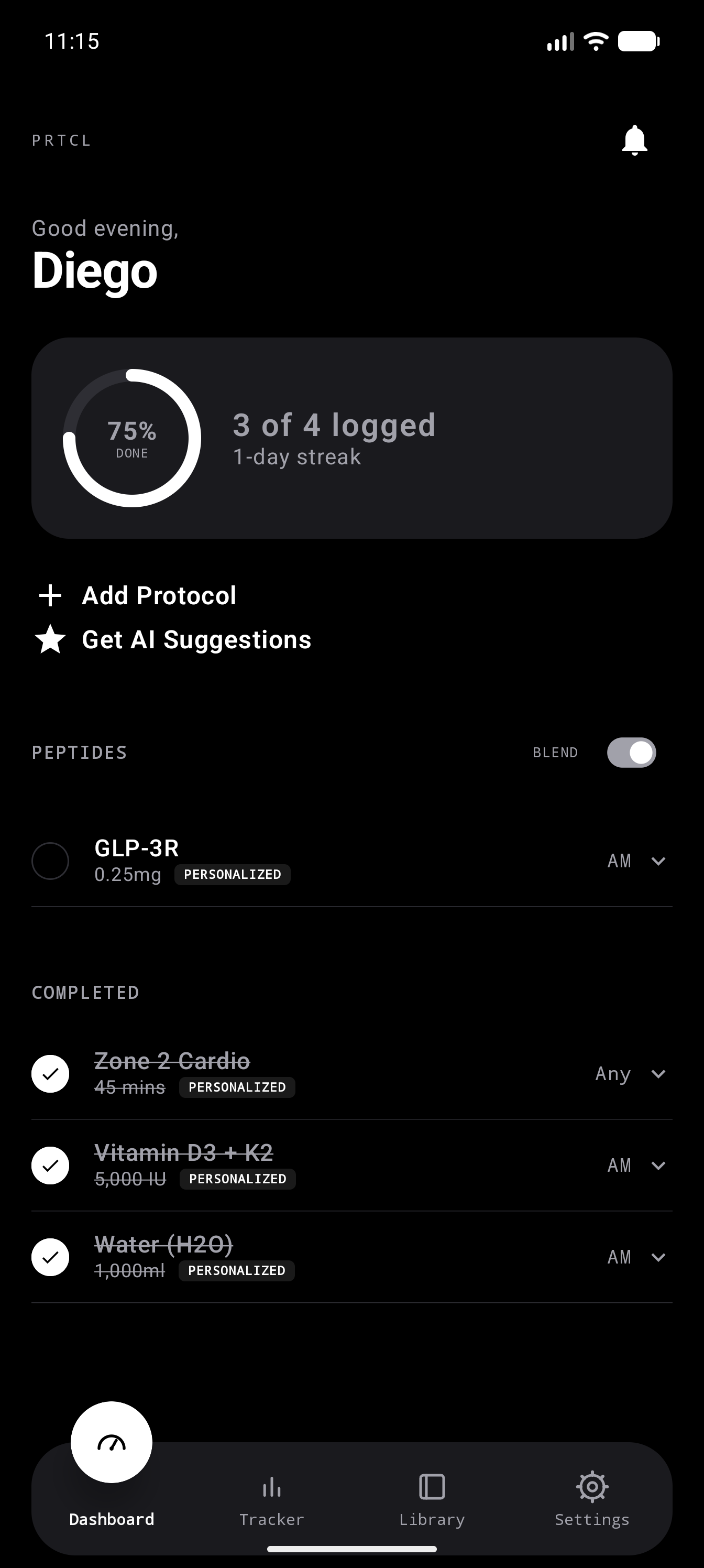 PRTCL dashboard